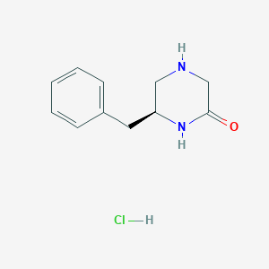 molecular formula C11H15ClN2O B8065258 (S)-6-benzylpiperazin-2-one HCl 