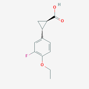 molecular formula C12H13FO3 B8065284 trans-2-(4-Ethoxy-3-fluorophenyl)cyclopropane-1-carboxylic acid 