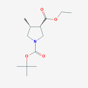 molecular formula C13H23NO4 B8065312 3-Ethyl cis-1-Boc-4-methylpyrrolidine-3-carboxylate 
