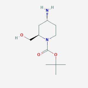 molecular formula C11H22N2O3 B8065331 1-Piperidinecarboxylic acid, 4-amino-2-(hydroxymethyl)-, 1,1-dimethylethyl ester, (2R,4R)-rel- 