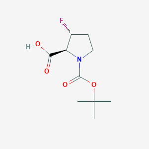 molecular formula C10H16FNO4 B8065367 (2S,3R)-1-[(tert-Butoxy)carbonyl]-3-fluoropyrrolidine-2-carboxylic acid 