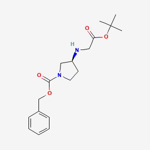 molecular formula C18H26N2O4 B8065374 1-Pyrrolidinecarboxylic acid, 3-[[(1,1-dimethylethoxy)carbonyl]methylamino]-, phenylmethyl ester, (3S)- 