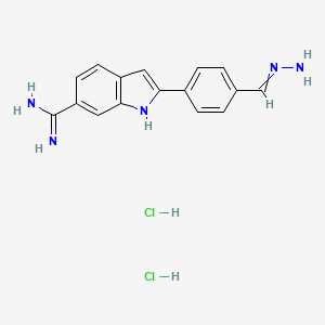 molecular formula C16H17Cl2N5 B8065436 2-(4-methanehydrazonoylphenyl)-1H-indole-6-carboximidamide;dihydrochloride 