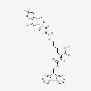 molecular formula C35H42N4O7S B8065447 L-Lysine, N6-[[[(2,3-dihydro-2,2,4,6,7-pentamethyl-5-benzofuranyl)sulfonyl]amino]iminomethyl]-N2-[(9H-fluoren-9-ylmethoxy)carbonyl]- 
