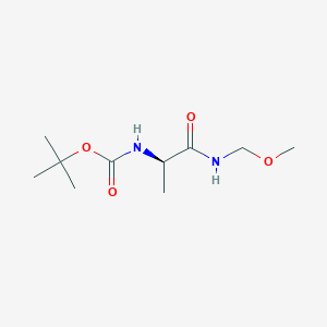 molecular formula C10H20N2O4 B8065502 Carbamic acid, N-[(1R)-2-(methoxymethylamino)-1-methyl-2-oxoethyl]-, 1,1-dimethylethyl ester 