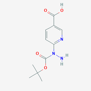 molecular formula C11H15N3O4 B8065505 6-{1-[(Tert-butoxy)carbonyl]hydrazin-1-yl}pyridine-3-carboxylic acid 