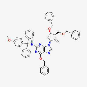 molecular formula C53H49N5O4 B8065583 6-(Benzyloxy)-9-((1S,3S)-4-(benzyloxy)-3-((benzyloxy)methyl)-2-methylenecyclopentyl)-N-((4-methoxyphenyl)diphenylmethyl)-9H-purin-2-amine 