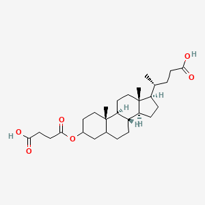 molecular formula C28H44O6 B8065589 (4R)-4-[(8R,9S,10S,13R,14S,17R)-3-(3-carboxypropanoyloxy)-10,13-dimethyl-2,3,4,5,6,7,8,9,11,12,14,15,16,17-tetradecahydro-1H-cyclopenta[a]phenanthren-17-yl]pentanoic acid 