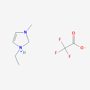 molecular formula C8H13F3N2O2 B8065664 1-Ethyl-3-methyl-1,2-dihydroimidazol-1-ium;2,2,2-trifluoroacetate 