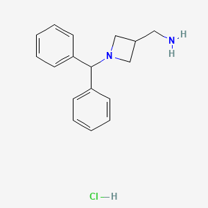 molecular formula C17H21ClN2 B8065739 3-Azetidinemethanamine, 1-(diphenylmethyl)-, hydrochloride (1:1) 