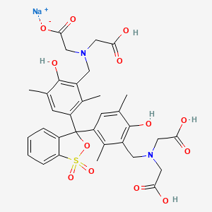 molecular formula C33H35N2NaO13S B8065792 Glycine, N,N'-[(1,1-dioxido-3H-2,1-benzoxathiol-3-ylidene)bis[(6-hydroxy-2,5-dimethyl-3,1-phenylene)methylene]]bis[N-(carboxymethyl)-, sodium salt (1:1) 