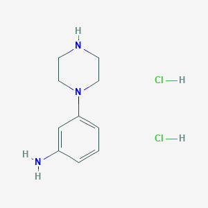 molecular formula C10H17Cl2N3 B8065823 Benzenamine, 3-(1-piperazinyl)-, hydrochloride (1:2) 