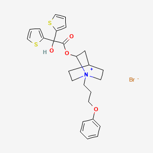 molecular formula C26H30BrNO4S2 B8065862 [1-(3-Phenoxypropyl)-1-azoniabicyclo[2.2.2]octan-2-yl] 2-hydroxy-2,2-dithiophen-2-ylacetate;bromide 