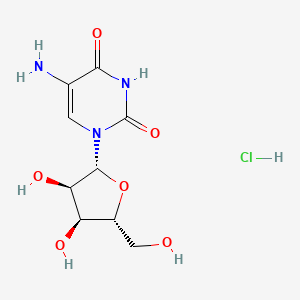 molecular formula C9H14ClN3O6 B8065878 5-Amino-1-((2R,3R,4S,5R)-3,4-dihydroxy-5-(hydroxymethyl)tetrahydrofuran-2-yl)pyrimidine-2,4(1H,3H)-dione hydrochloride 