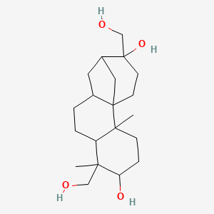 molecular formula C20H34O4 B8065886 6,13-Bis(hydroxymethyl)-2,6-dimethyltetracyclo[10.3.1.01,10.02,7]hexadecane-5,13-diol 