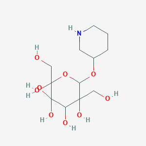 molecular formula C12H23NO9 B8065898 2,5-Bis(hydroxymethyl)-6-piperidin-3-yloxyoxane-2,3,3,4,5-pentol 