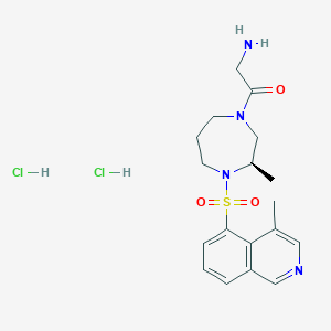 molecular formula C18H26Cl2N4O3S B8065910 (S)-2-Amino-1-(3-methyl-4-((4-methylisoquinolin-5-yl)sulfonyl)-1,4-diazepan-1-yl)ethanone dihydrochloride 