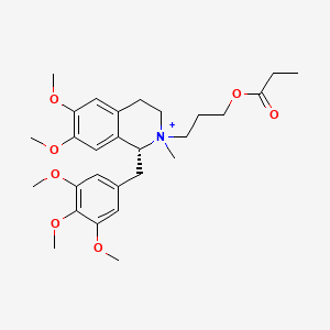 molecular formula C28H40NO7+ B8065931 3-[(1R)-6,7-dimethoxy-2-methyl-1-[(3,4,5-trimethoxyphenyl)methyl]-3,4-dihydro-1H-isoquinolin-2-ium-2-yl]propyl propanoate 