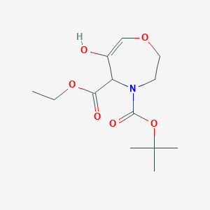 molecular formula C13H21NO6 B8066533 4-Tert-butyl 5-ethyl 6-hydroxy-2,3,4,5-tetrahydro-1,4-oxazepine-4,5-dicarboxylate 