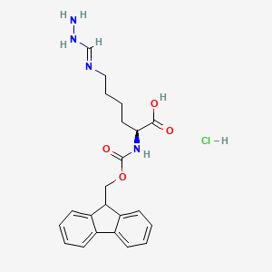 molecular formula C22H27ClN4O4 B8066838 L-Lysine, N6-(aminoiminomethyl)-N2-[(9H-fluoren-9-ylmethoxy)carbonyl]-, monohydrochloride (9CI) 