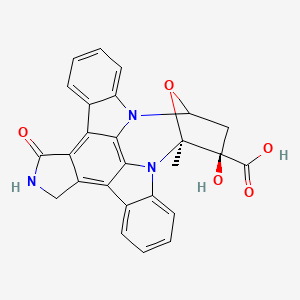molecular formula C26H19N3O5 B8066865 (15S,16R)-16-hydroxy-15-methyl-3-oxo-28-oxa-4,14,19-triazaoctacyclo[12.11.2.115,18.02,6.07,27.08,13.019,26.020,25]octacosa-1,6,8,10,12,20,22,24,26-nonaene-16-carboxylic acid 