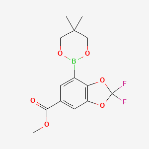molecular formula C14H15BF2O6 B8067001 Methyl 7-(5,5-dimethyl-1,3,2-dioxaborinan-2-yl)-2,2-difluorobenzo[d][1,3]dioxole-5-carboxylate 