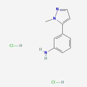 molecular formula C10H13Cl2N3 B8067148 3-(1-Methyl-1H-pyrazol-5-yl)aniline dihydrochloride 