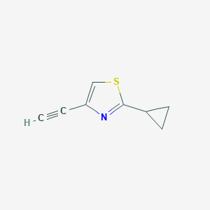 molecular formula C8H7NS B8067204 2-Cyclopropyl-4-ethynylthiazole 