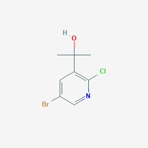 molecular formula C8H9BrClNO B8067344 2-(5-Bromo-2-chloropyridin-3-yl)propan-2-ol 