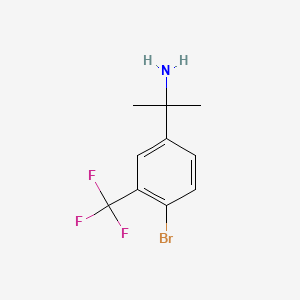 molecular formula C10H11BrF3N B8067387 2-[4-Bromo-3-(trifluoromethyl)phenyl]propan-2-amine 
