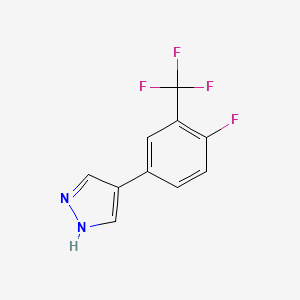 molecular formula C10H6F4N2 B8067448 4-(4-Fluoro-3-(trifluoromethyl)phenyl)-1H-pyrazole 