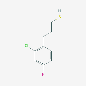 molecular formula C9H10ClFS B8067543 3-(2-Chloro-4-fluorophenyl)propane-1-thiol 