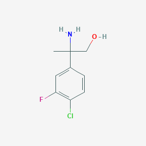 molecular formula C9H11ClFNO B8067589 2-Amino-2-(4-chloro-3-fluorophenyl)propan-1-ol 