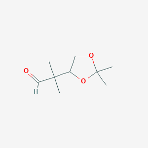 molecular formula C9H16O3 B8067691 2-(2,2-Dimethyl-[1,3]dioxolan-4-yl)-2-methyl-propionaldehyde 
