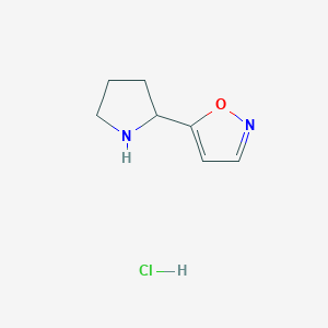 molecular formula C7H11ClN2O B8067766 Isoxazole, 5-(2-pyrrolidinyl)-, monohydrochloride 