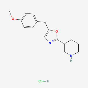 molecular formula C16H21ClN2O2 B8067776 Piperidine, 3-[5-[(4-methoxyphenyl)methyl]-2-oxazolyl]-, monohydrochloride 