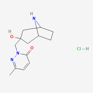 molecular formula C13H20ClN3O2 B8067848 2-({3-Hydroxy-8-azabicyclo[3.2.1]octan-3-yl}methyl)-6-methyl-2,3-dihydropyridazin-3-one hydrochloride 