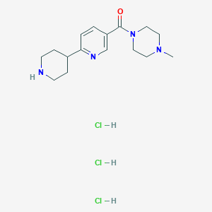 molecular formula C16H27Cl3N4O B8067853 Piperazine, 1-methyl-4-[[6-(4-piperidinyl)-3-pyridinyl]carbonyl]-, trihydrochloride 