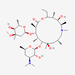 molecular formula C38H72N2O11 B8067892 (3R,4R,5R,8R,10R,12R,13S,14R)-11-[(2S,3R,4S,6R)-4-(dimethylamino)-3-hydroxy-6-methyloxan-2-yl]oxy-2-ethyl-4,10-dihydroxy-13-[(2R,4R,5S,6S)-5-hydroxy-4-methoxy-4,6-dimethyloxan-2-yl]oxy-3,5,6,8,10,12,14-heptamethyl-1-oxa-6-azacyclopentadecan-15-one 