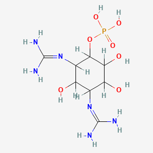 molecular formula C8H19N6O7P B8067937 2,4-Dicarbamimidamido-3,5,6-trihydroxycyclohexyl dihydrogen phosphate 