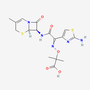 molecular formula C16H19N5O5S2 B8067941 2-[[1-(2-amino-1,3-thiazol-4-yl)-2-[[(6R,7R)-3-methyl-8-oxo-5-thia-1-azabicyclo[4.2.0]oct-2-en-7-yl]amino]-2-oxoethylidene]amino]oxy-2-methylpropanoic acid 