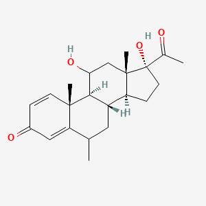 molecular formula C22H30O4 B8067967 (8S,9S,10R,13S,14S,17R)-17-acetyl-11,17-dihydroxy-6,10,13-trimethyl-7,8,9,11,12,14,15,16-octahydro-6H-cyclopenta[a]phenanthren-3-one 