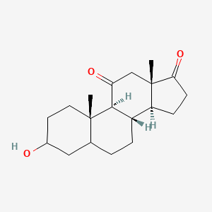 molecular formula C19H28O3 B8068066 (8S,9S,10S,13S,14S)-3-hydroxy-10,13-dimethyl-2,3,4,5,6,7,8,9,12,14,15,16-dodecahydro-1H-cyclopenta[a]phenanthrene-11,17-dione 