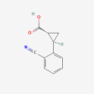 molecular formula C11H9NO2 B8068338 rac-(1R,2R)-2-(2-cyanophenyl)cyclopropane-1-carboxylic acid 