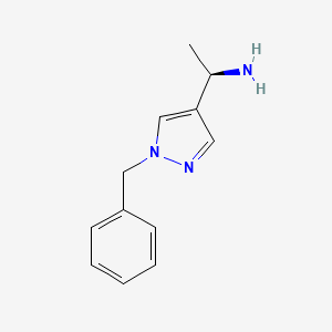 molecular formula C12H15N3 B8068506 (R)-1-(1-Benzyl-1H-pyrazol-4-yl)-ethylamine CAS No. 1373232-25-7