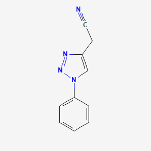 molecular formula C10H8N4 B8068539 2-(1-Phenyl-1H-1,2,3-triazol-4-YL)acetonitrile 