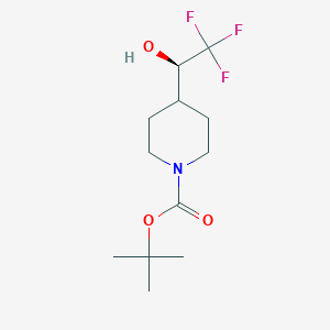 molecular formula C12H20F3NO3 B8068554 tert-Butyl (R)-4-(2,2,2-trifluoro-1-hydroxyethyl)piperidine-1-carboxylate 