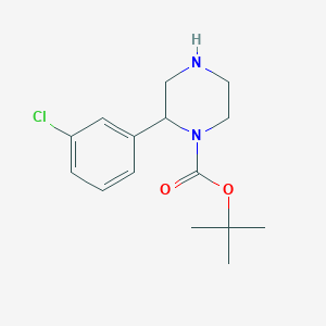 molecular formula C15H21ClN2O2 B8068563 Tert-butyl 2-(3-chlorophenyl)piperazine-1-carboxylate 