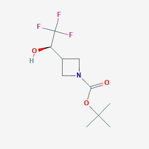 molecular formula C10H16F3NO3 B8068585 tert-butyl 3-[(1R)-2,2,2-trifluoro-1-hydroxyethyl]azetidine-1-carboxylate 
