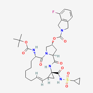 molecular formula C35H46FN5O9S B8068637 [(1S,4R,6S,7E,14S,18R)-4-(cyclopropylsulfonylcarbamoyl)-14-[(2-methylpropan-2-yl)oxycarbonylamino]-2,15-dioxo-3,16-diazatricyclo[14.3.0.04,6]nonadec-7-en-18-yl] 4-fluoro-1,3-dihydroisoindole-2-carboxylate 